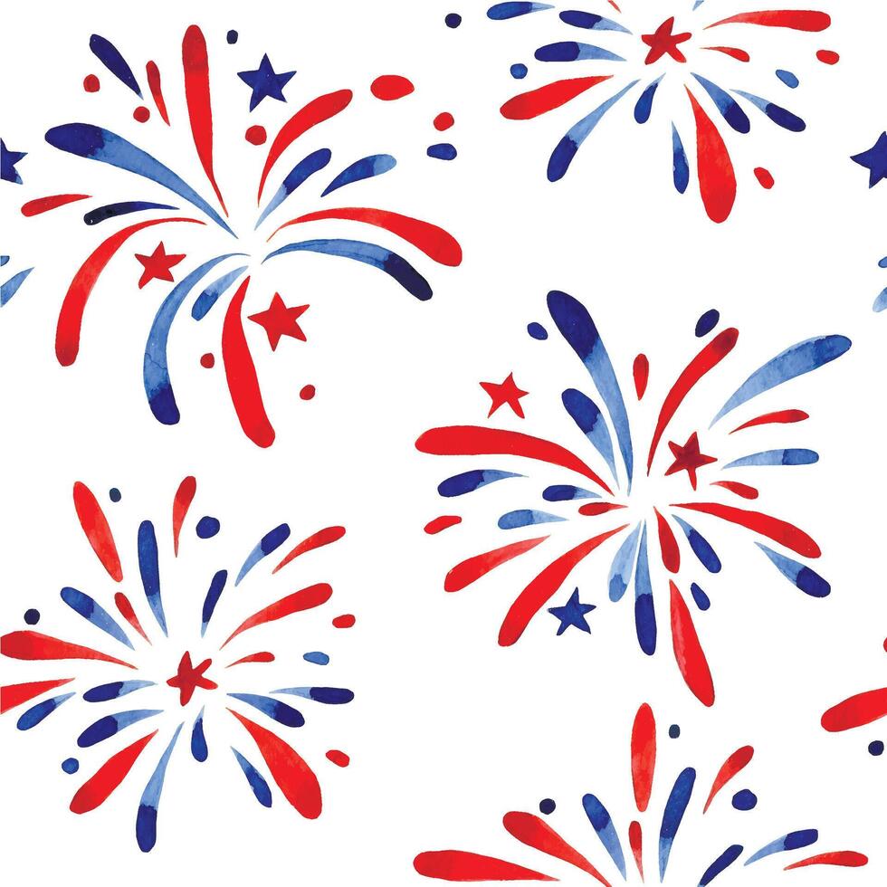 seamless pattern of fireworks and stars for American Independence Day. vector