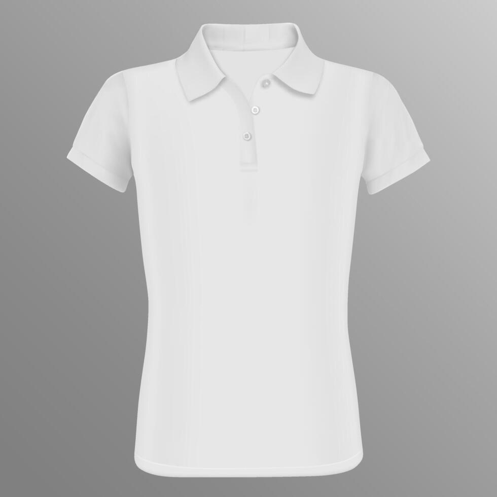 Polo Shirt Mockup. White Isolated Template. Realistic tshirt Blank Design for Promotion. Uniform Clothes Collection mock up with Short Sleeve. Men Sportswear. Mesh Gradient. vector