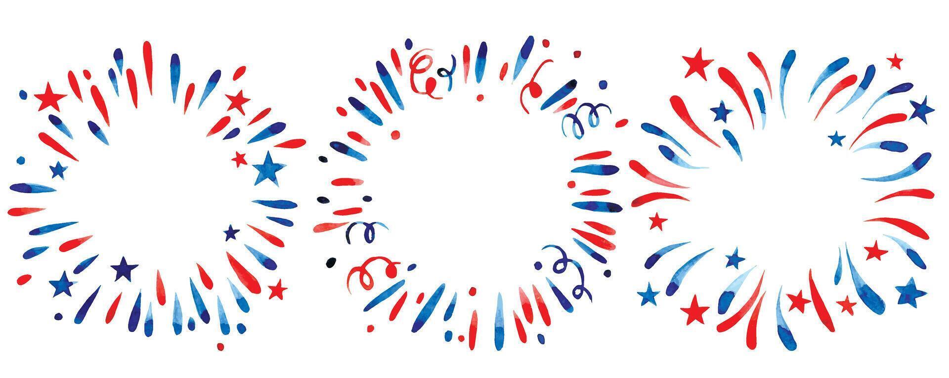 set of round frames, fireworks for America's Independence Day. vector