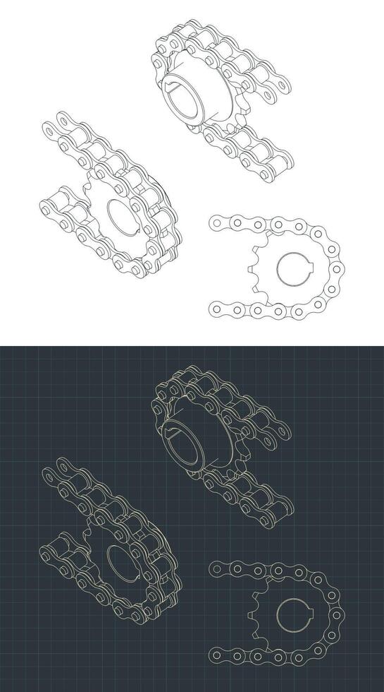 Cogwheel and chain close up vector