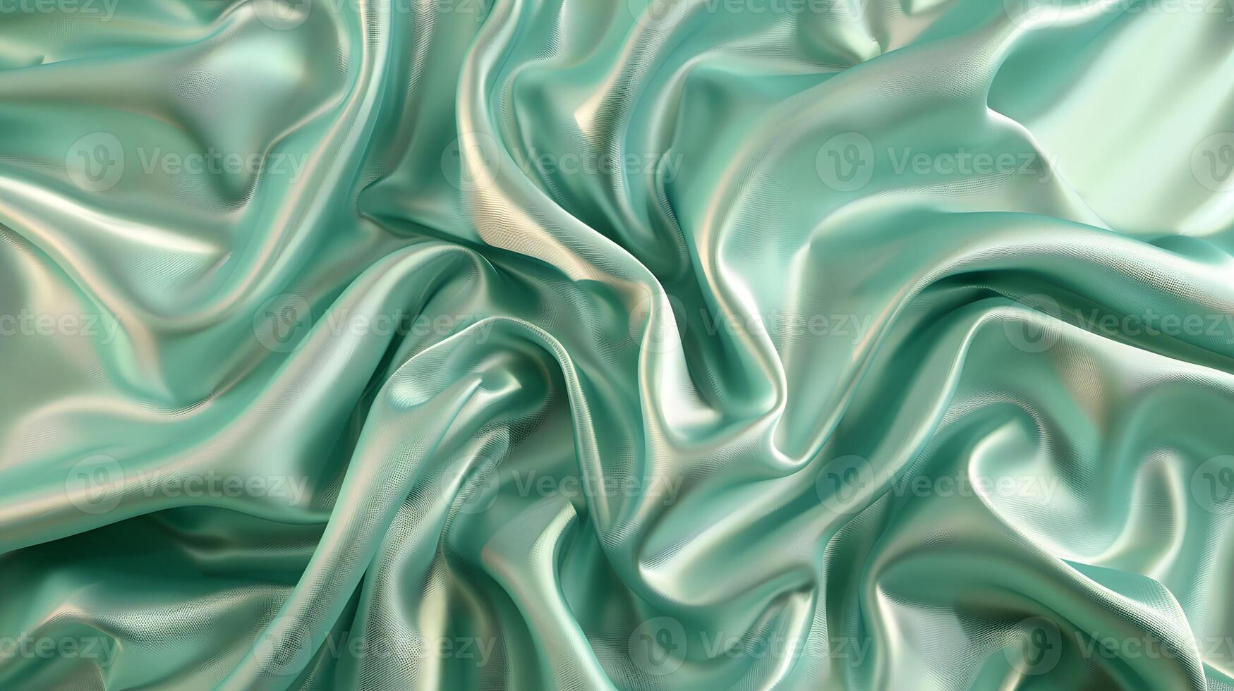 3D background with turquoise silk texture. Elegant background with waves turquoise silk texture. photo
