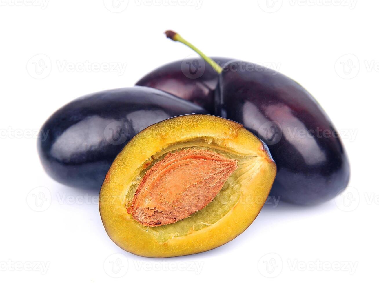 Sweet plums on white backgrounds photo