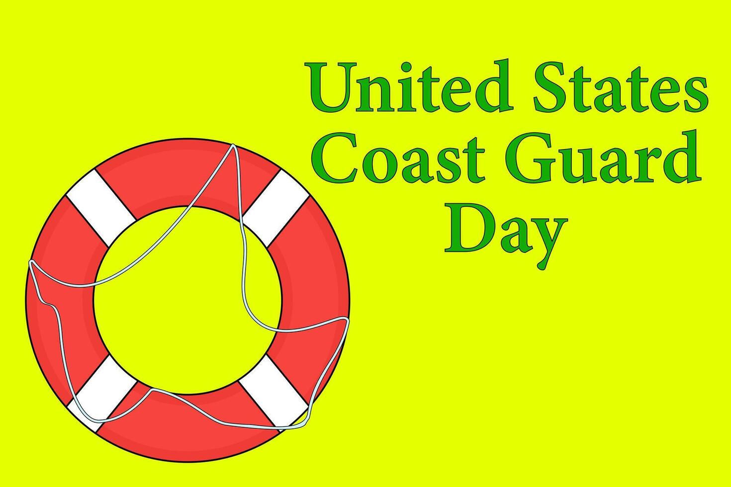 Bright design celebrating United States Coast Guard Day featuring a lifeline on a vibrant yellow background. Perfect for holiday-themed projects. vector