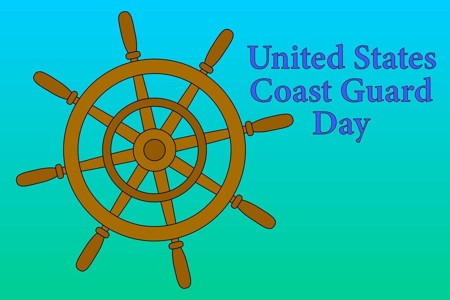 Celebrate United States Coast Guard Day with this vibrant illustration featuring a ships helm. Perfect for holiday-themed designs. vector