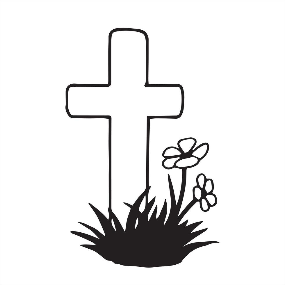 Illustration on the theme of US Memorial Day. Black and white drawing in sketch style, vintage graphics vector