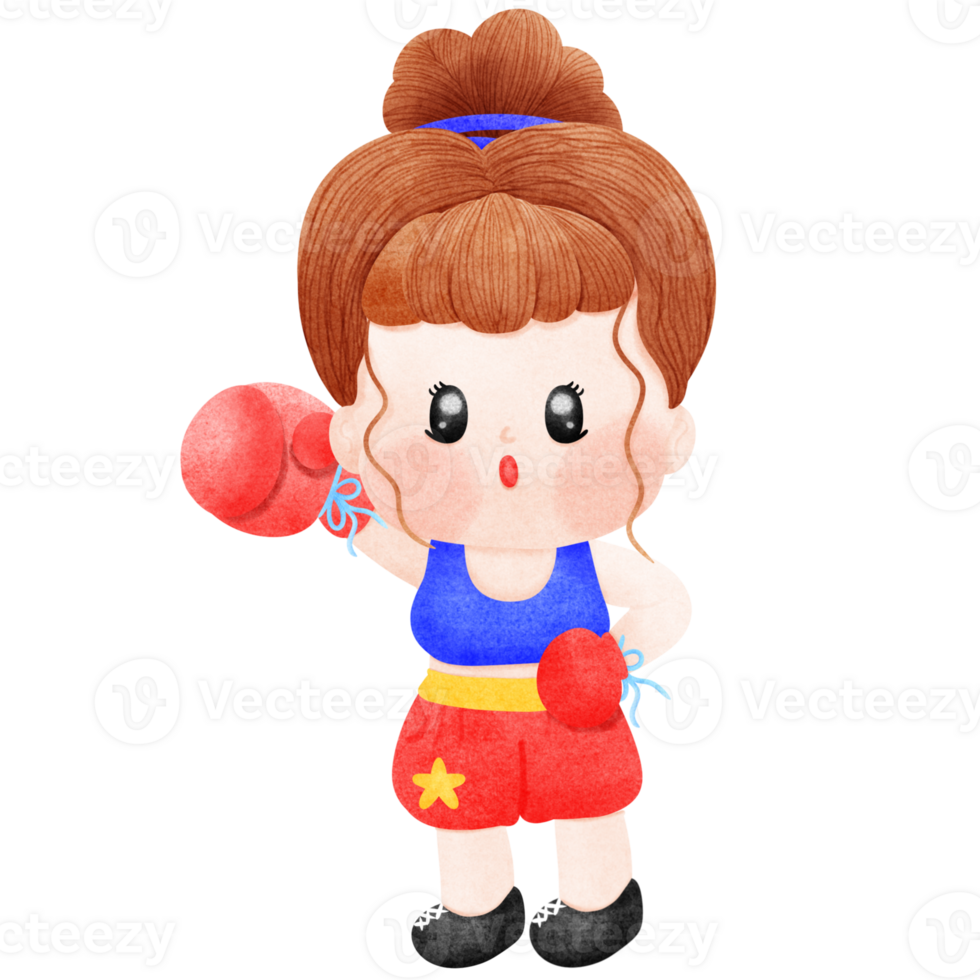 cartoon girl with boxing gloves on her hands png