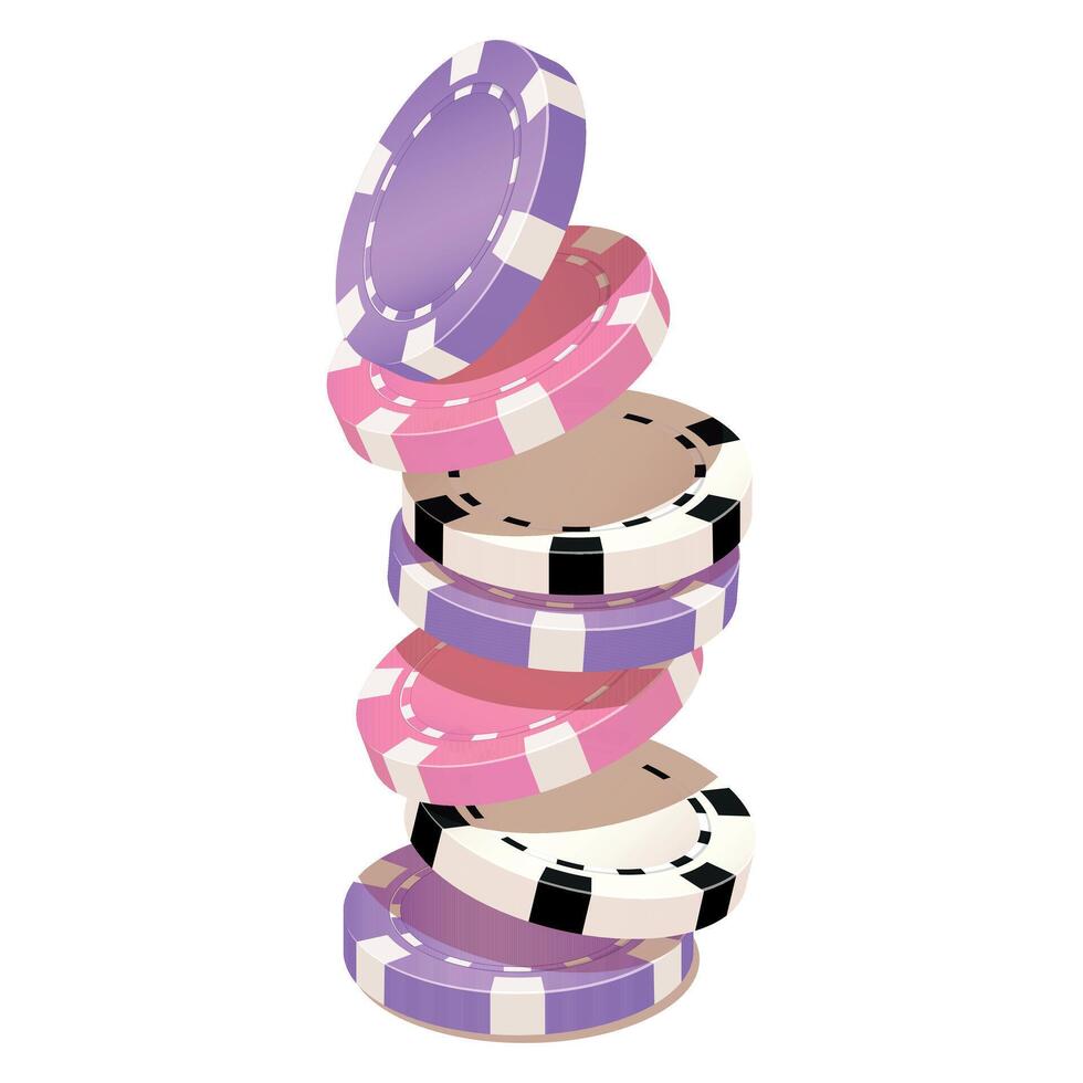 Cute falling poker chips. EPS10 illustration vector