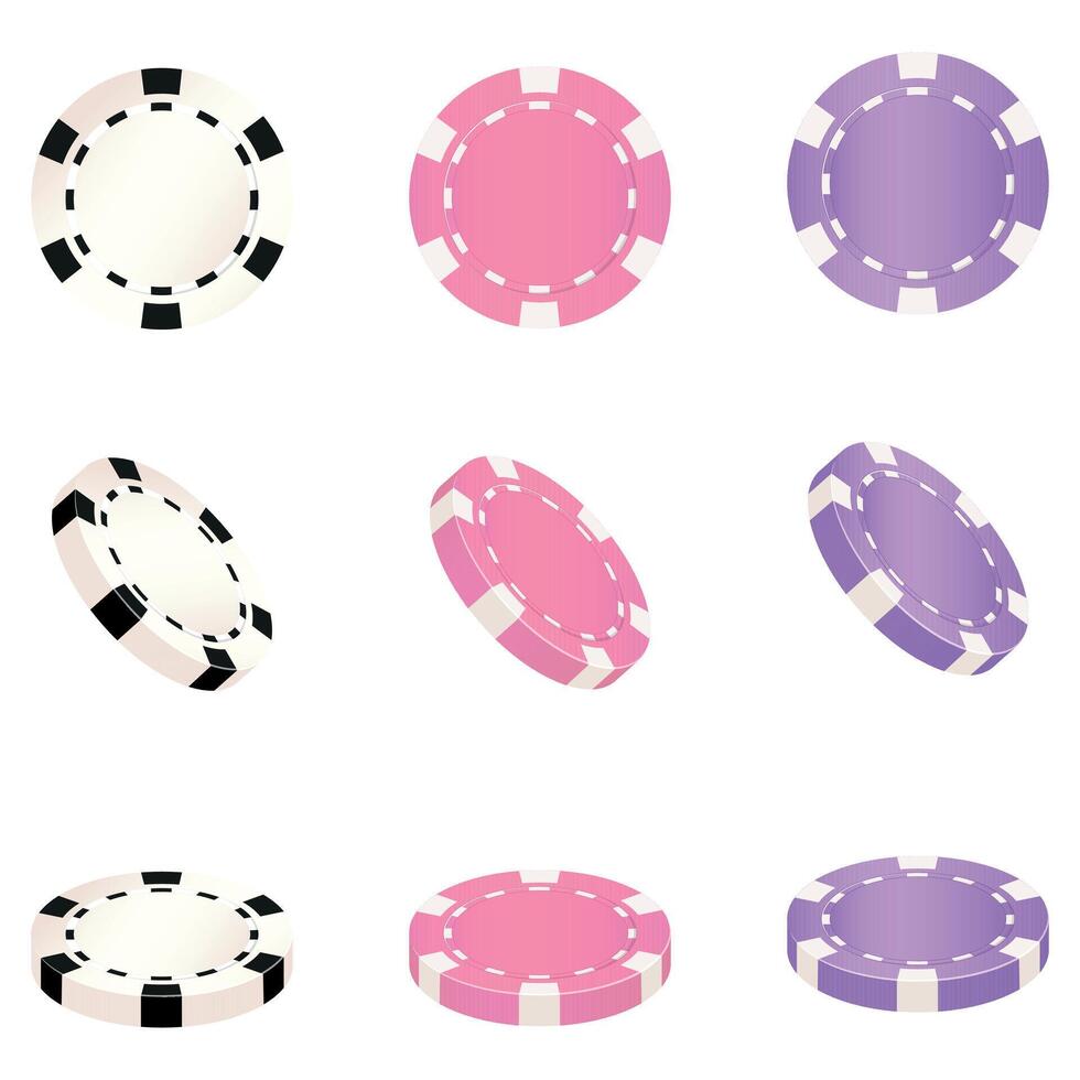 Tokens or chips for gambling. Cute poker chips. EPS10 vector