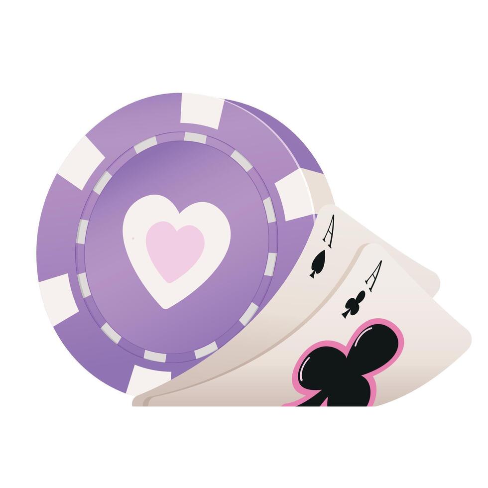 Cute poker chip and cards. EPS10 illustration vector