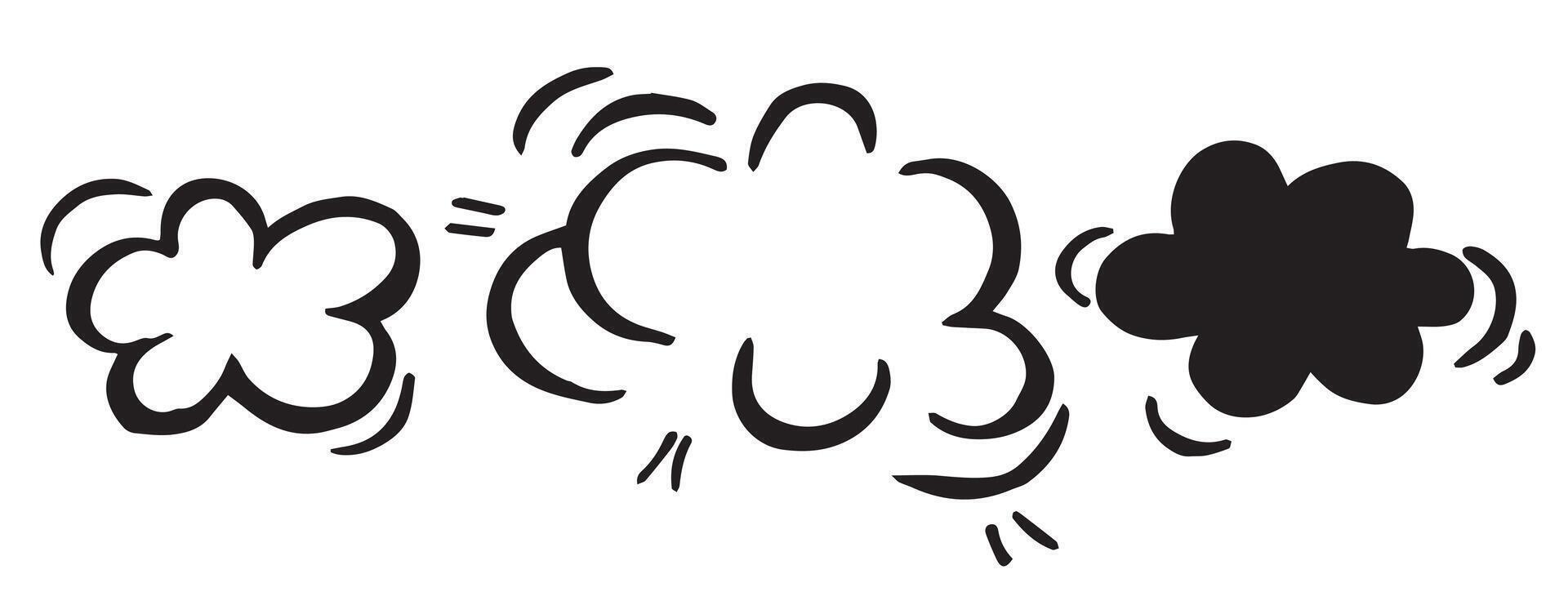 clouds of explosions, set of illustrations in doodle style. firework vector