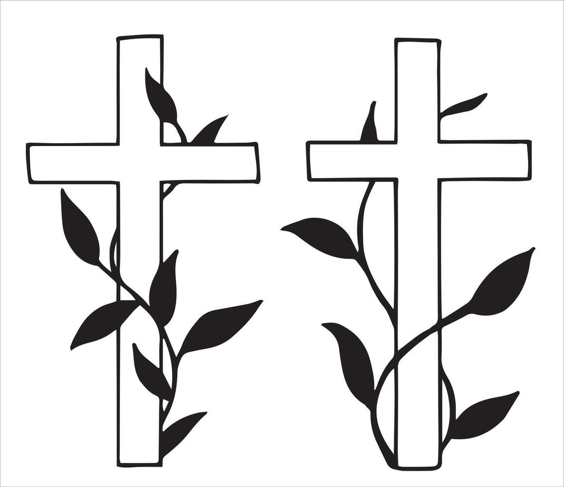 Christian cross. simple line drawing. Easter symbol vector