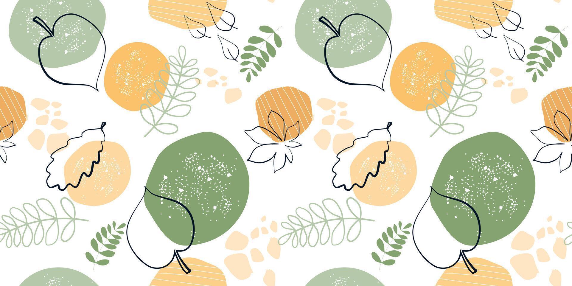 Seamless pattern with abstract silhouettes of leaves, shapes, spots. Natural print. vector