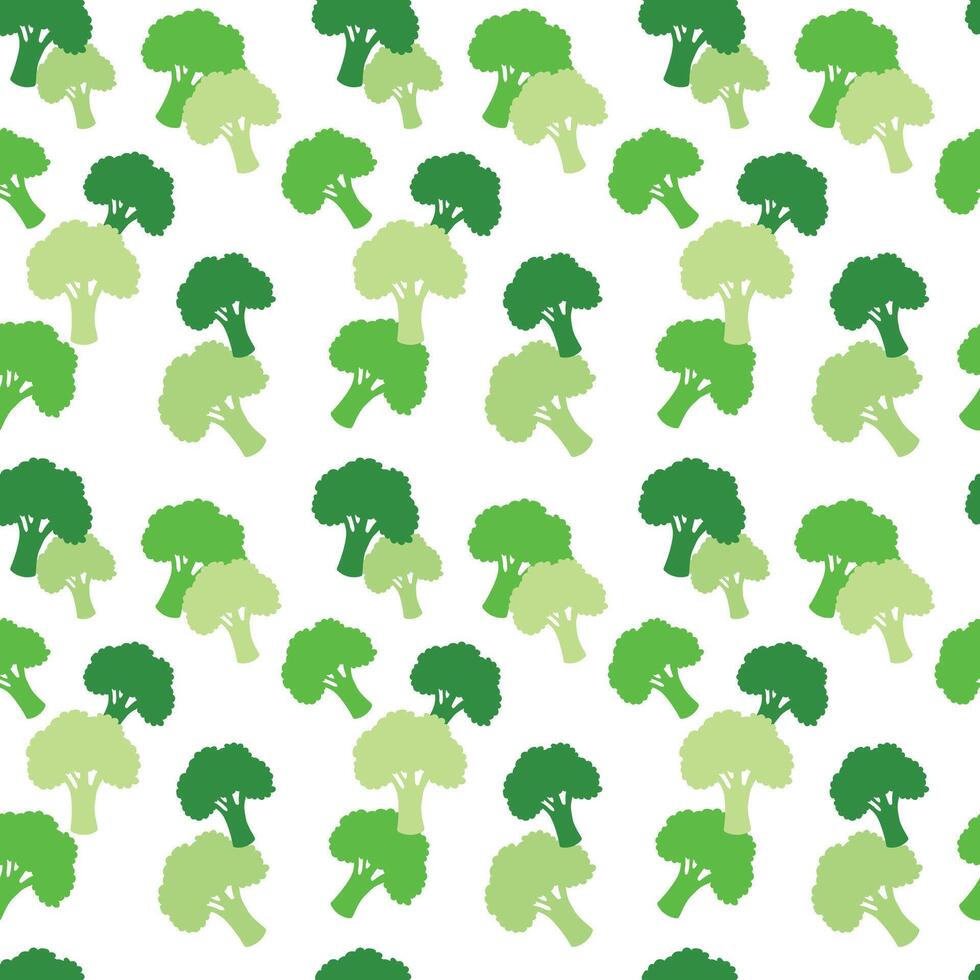 Seamless pattern with broccoli in flat style on a white background. illustration vector