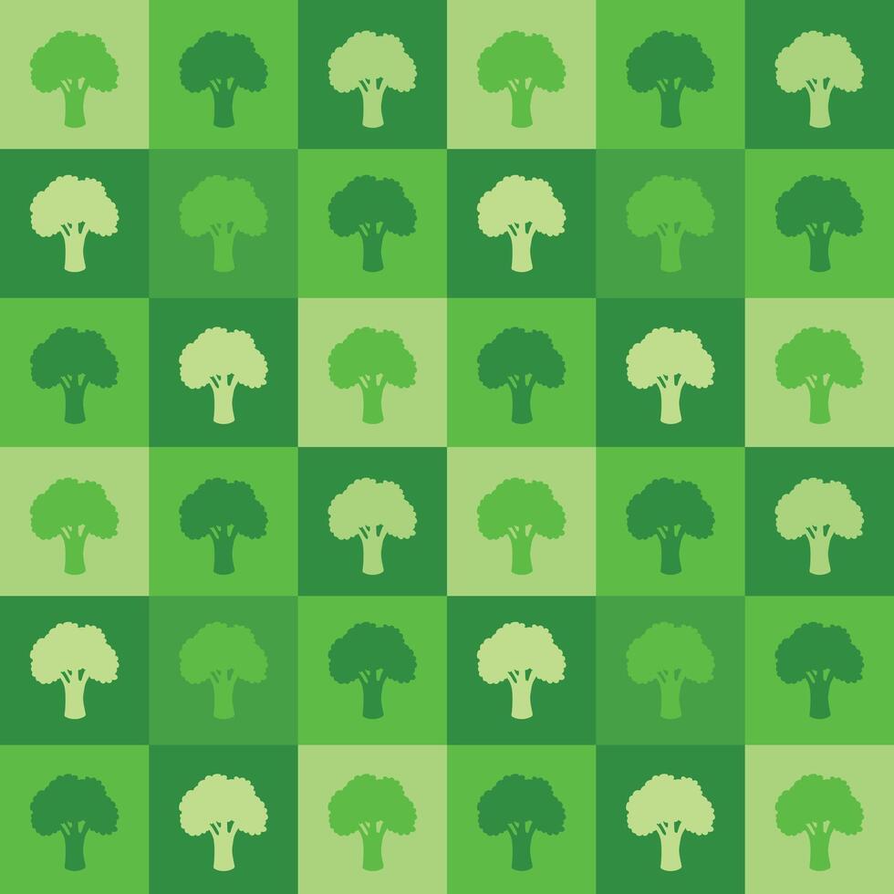 Seamless pattern with stylized broccoli in flat style. illustration vector