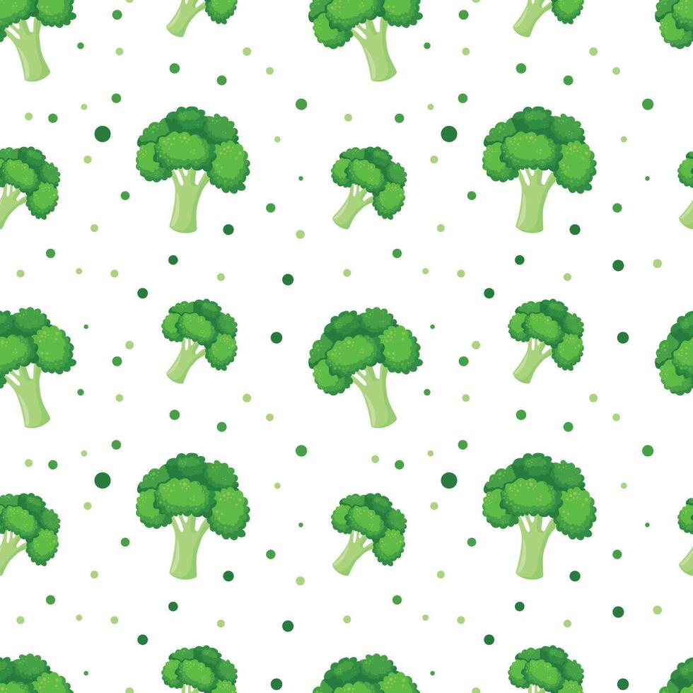 Seamless pattern with broccoli in flat style on a white background. illustration vector