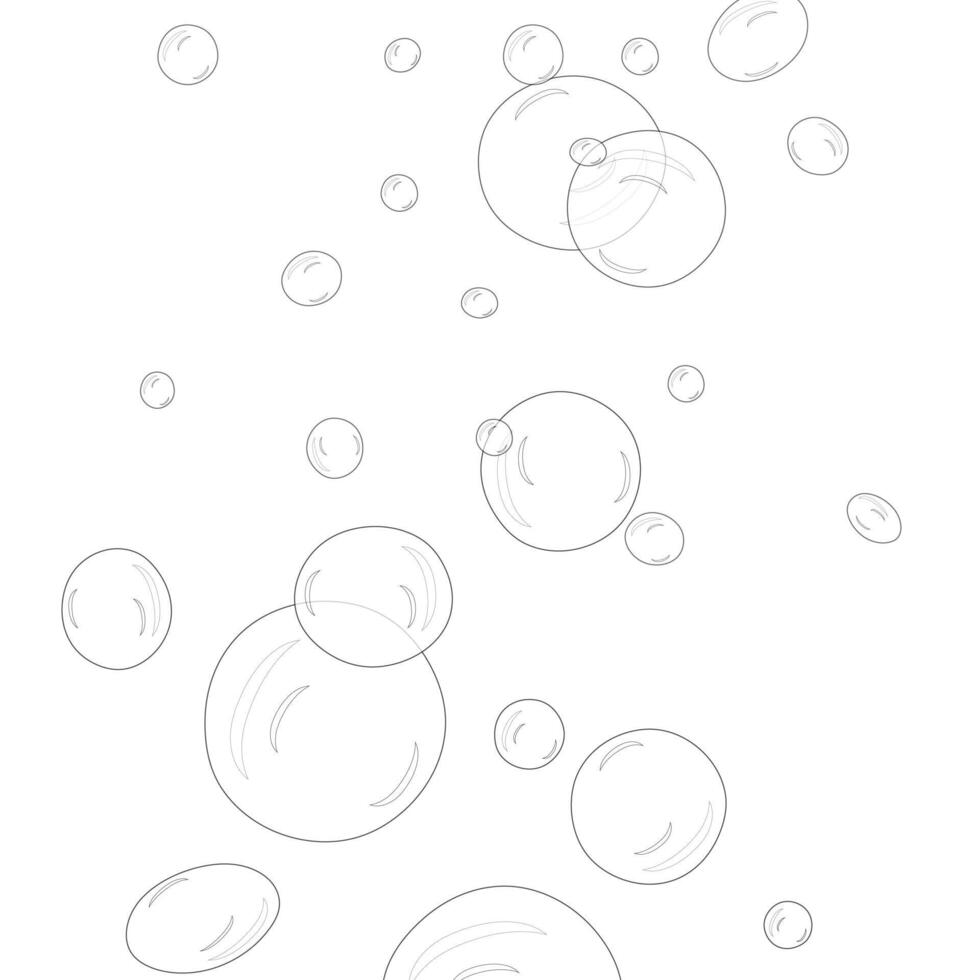 A fun and simple coloring page featuring various sizes of bubbles. Perfect for creative and relaxing summertime activities. vector