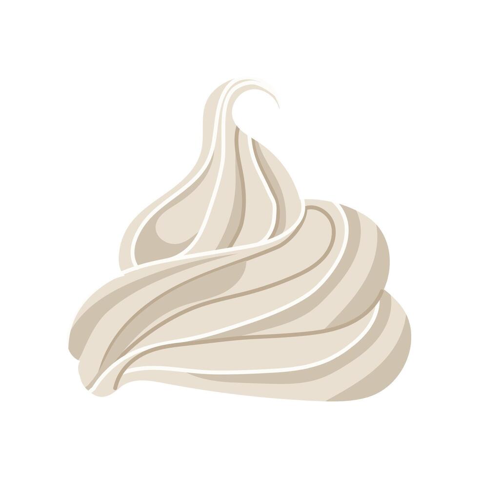 Whipped Cream swirl isolated on white background. vector