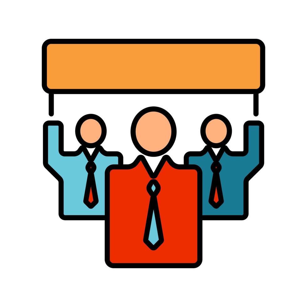 Three people holding banner. Group, team, banner, unity, collaboration, teamwork, leadership, corporate, business, support, community, organization, people, cooperation, holding sign, unity concept vector