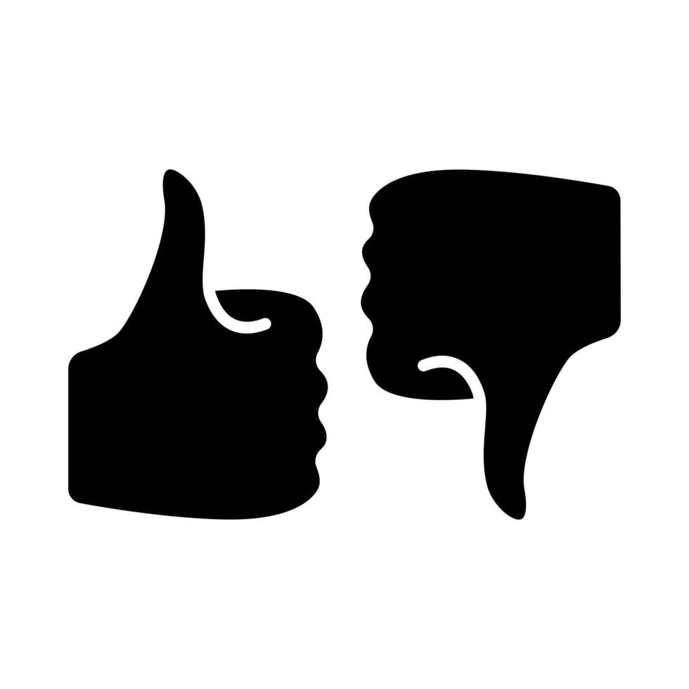 Thumbs up and thumbs down line icon. Approval, disapproval, feedback, like, dislike, rating, evaluation, choice, decision, opinion, judgment, assessment, review, agree, disagree, vote, expression vector