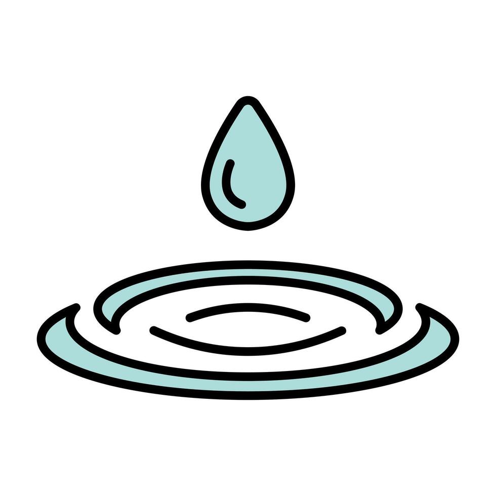 Water droplet line icon. Hydration, liquid, drop, ripple, splash, aqua, fluid, clean, refreshment, purity, nature, environment, eco, rain, calm, peaceful, water surface, ripple effect, fresh, clear vector