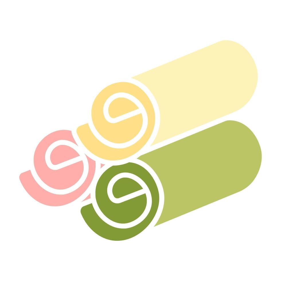 Rolled towels line icon. Towels, rolled, spa, relaxation, bath, hygiene, wellness, softness, fabric, clean, folded, bathroom, comfort, stack, linen, hotel, fresh, cleanliness, textile, cozy, rolled vector