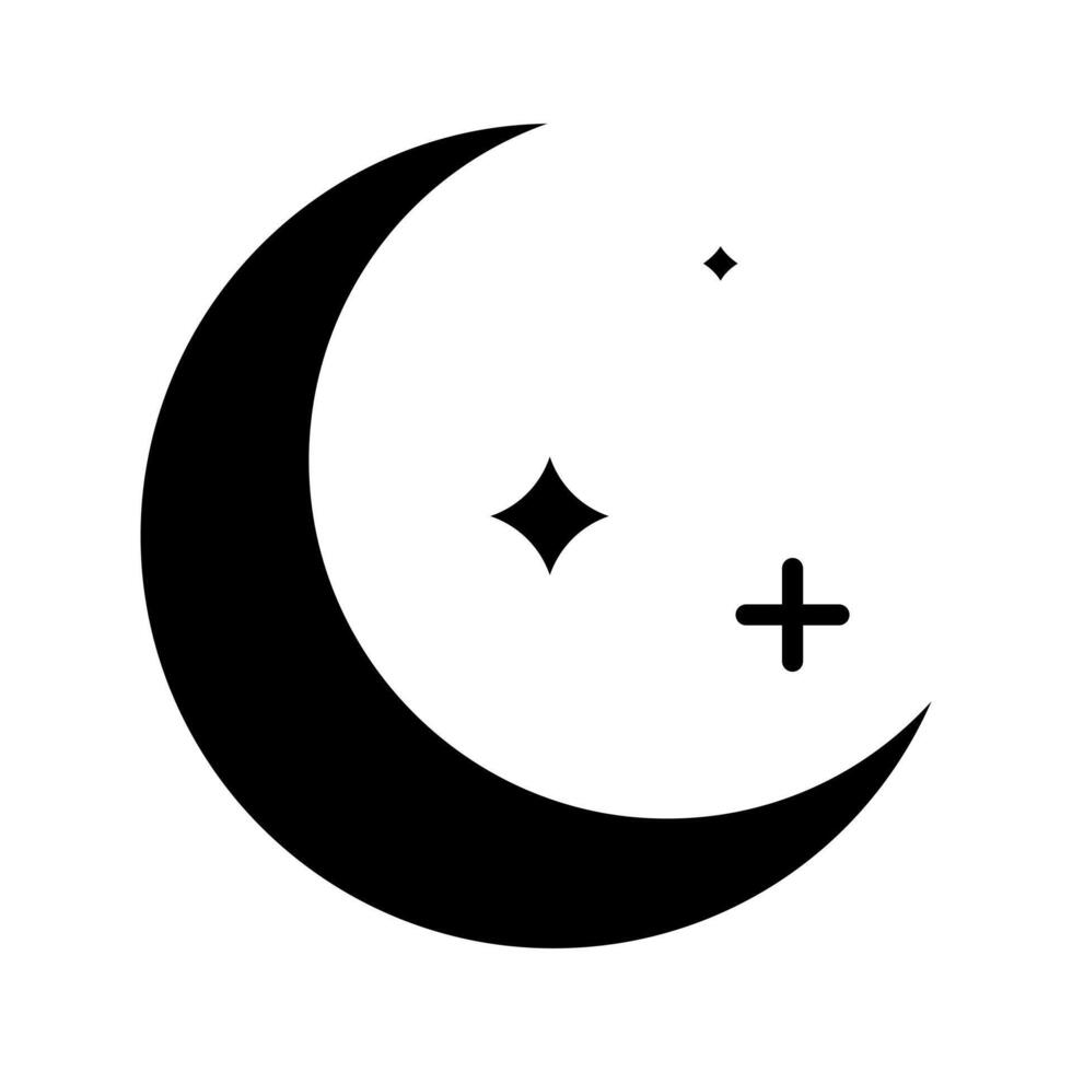Moon and stars line icon. Night, celestial, crescent, astronomy, space, dream, sky, lunar, evening, sleep, nature, bedtime, peaceful, night-time, relaxation, cosmic, twilight, serene, decoration vector