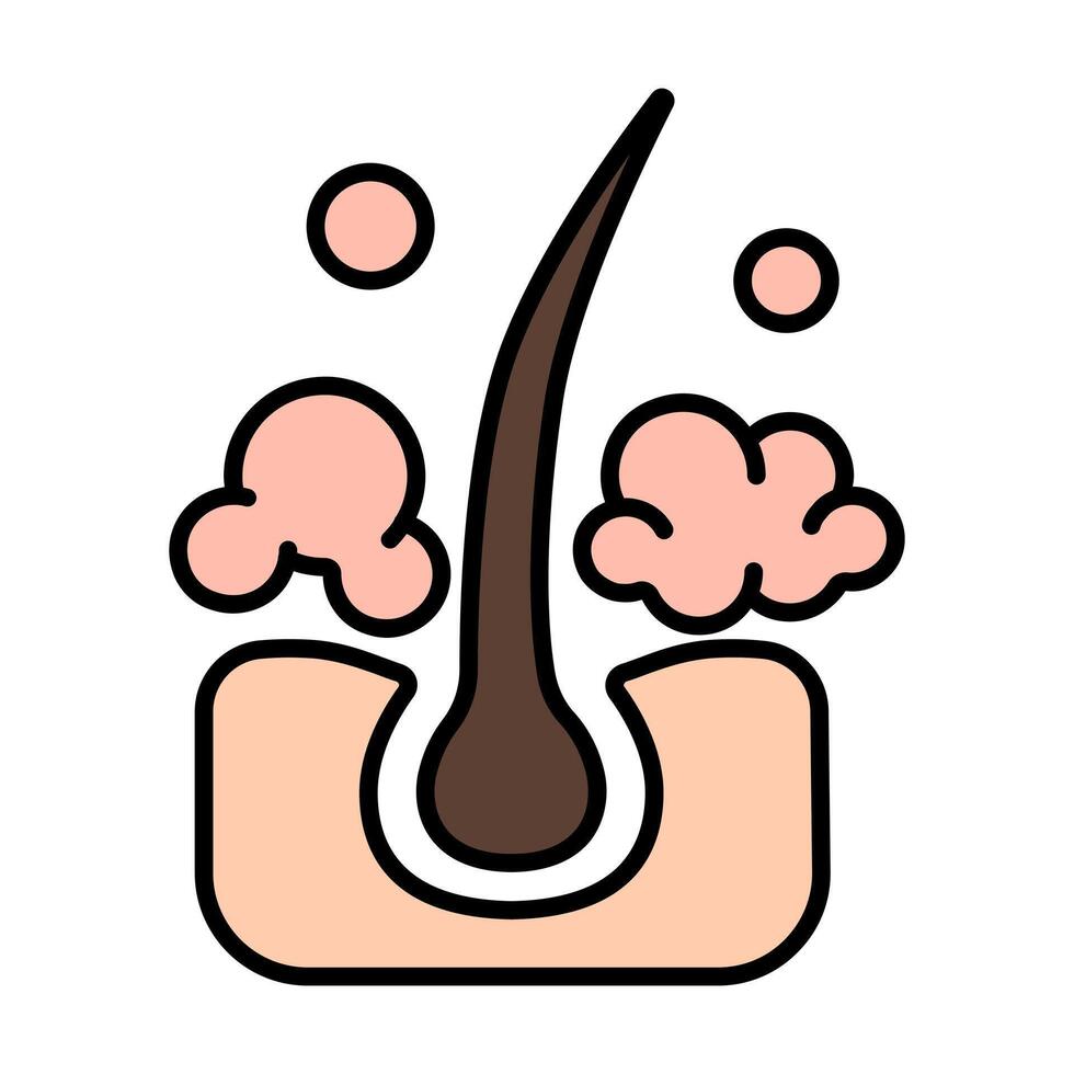 Hair line icon. Follicle, curls, hair follicle, growth, injection, treatment, loss, transplant, removal, recovery, tip section, care, skin, acne, pores. Health, beauty, therapy, medical. vector