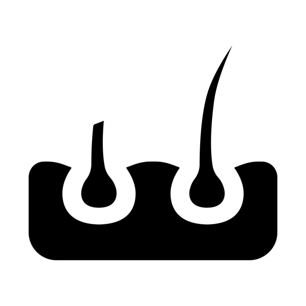 Hair line icon. Follicle, curls, hair follicle, growth, injection, treatment, loss, transplant, removal, recovery, tip section, care, skin, acne, pores. Health, beauty, therapy, medical. vector