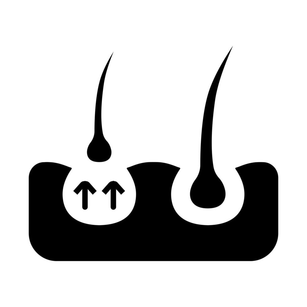 Hair line icon. Follicle, curls, hair follicle, growth, injection, treatment, loss, transplant, removal, recovery, tip section, care, skin, acne, pores. Health, beauty, therapy, medical. vector