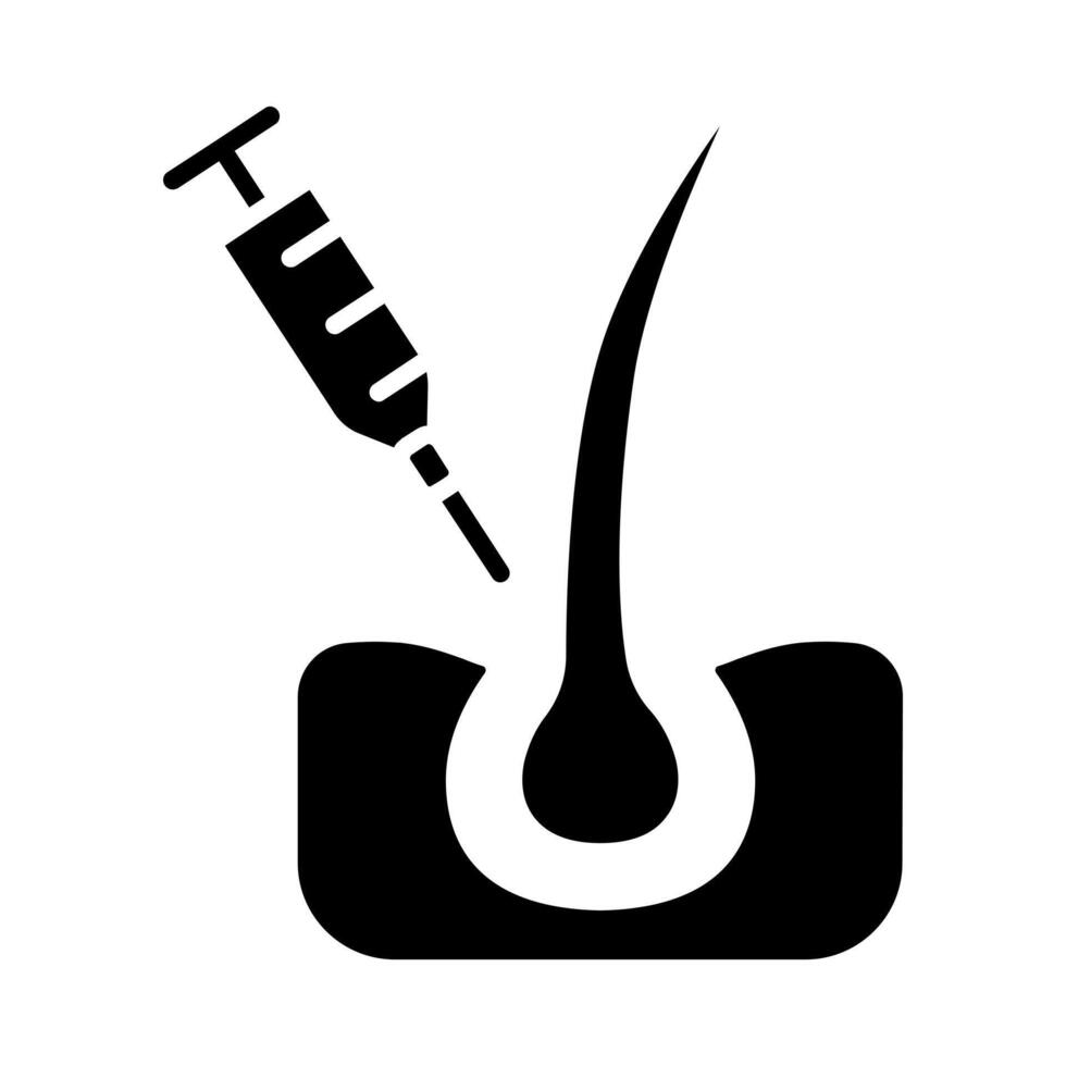 Hair line icon. Follicle, curls, hair follicle, growth, injection, treatment, loss, transplant, removal, recovery, tip section, care, skin, acne, pores. Health, beauty, therapy, medical. vector