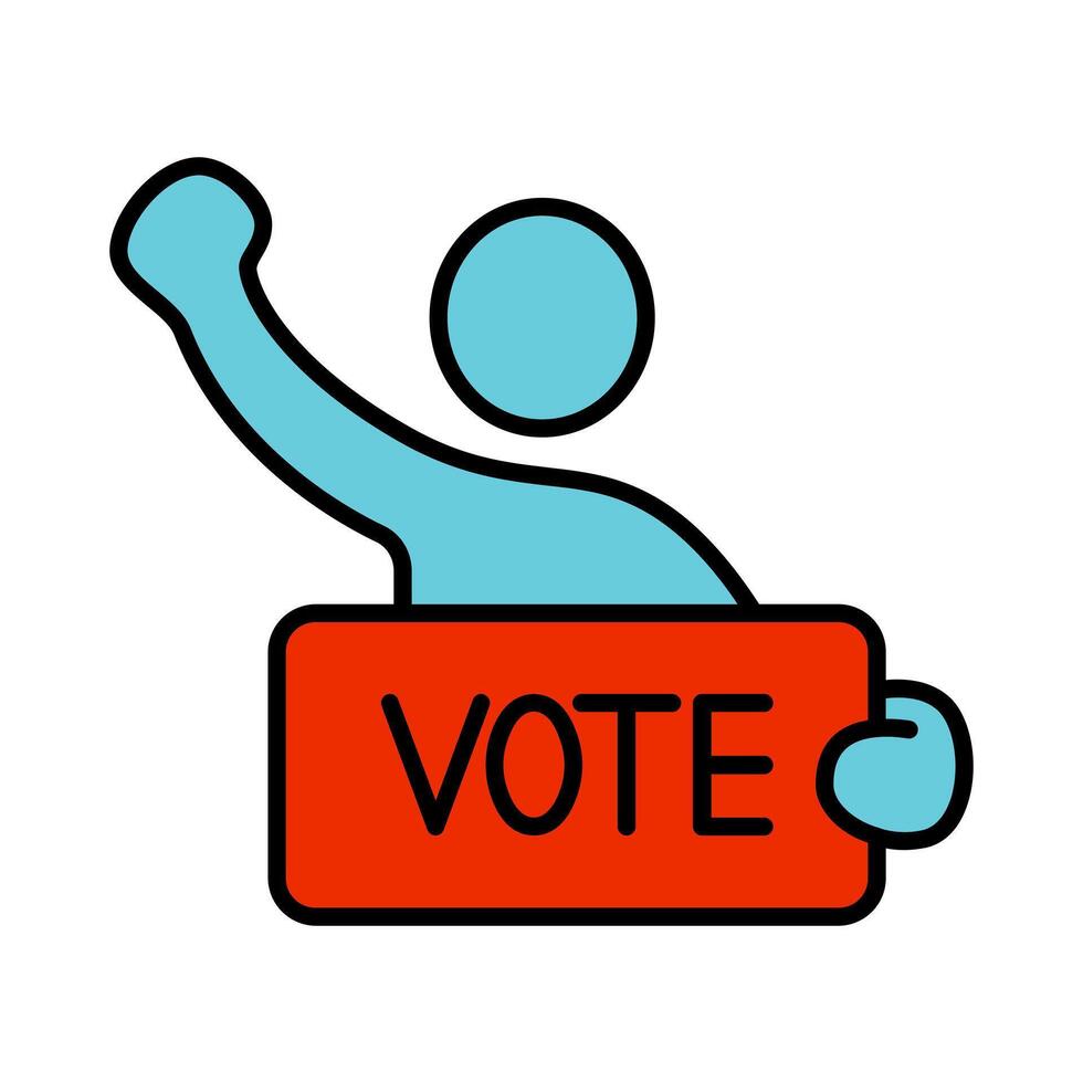 Voting campaign line icon. Person, vote, election, campaign, sign, participation, democracy, political, candidate, voter, ballot, support, civic engagement, advocacy, right to vote, public decision vector