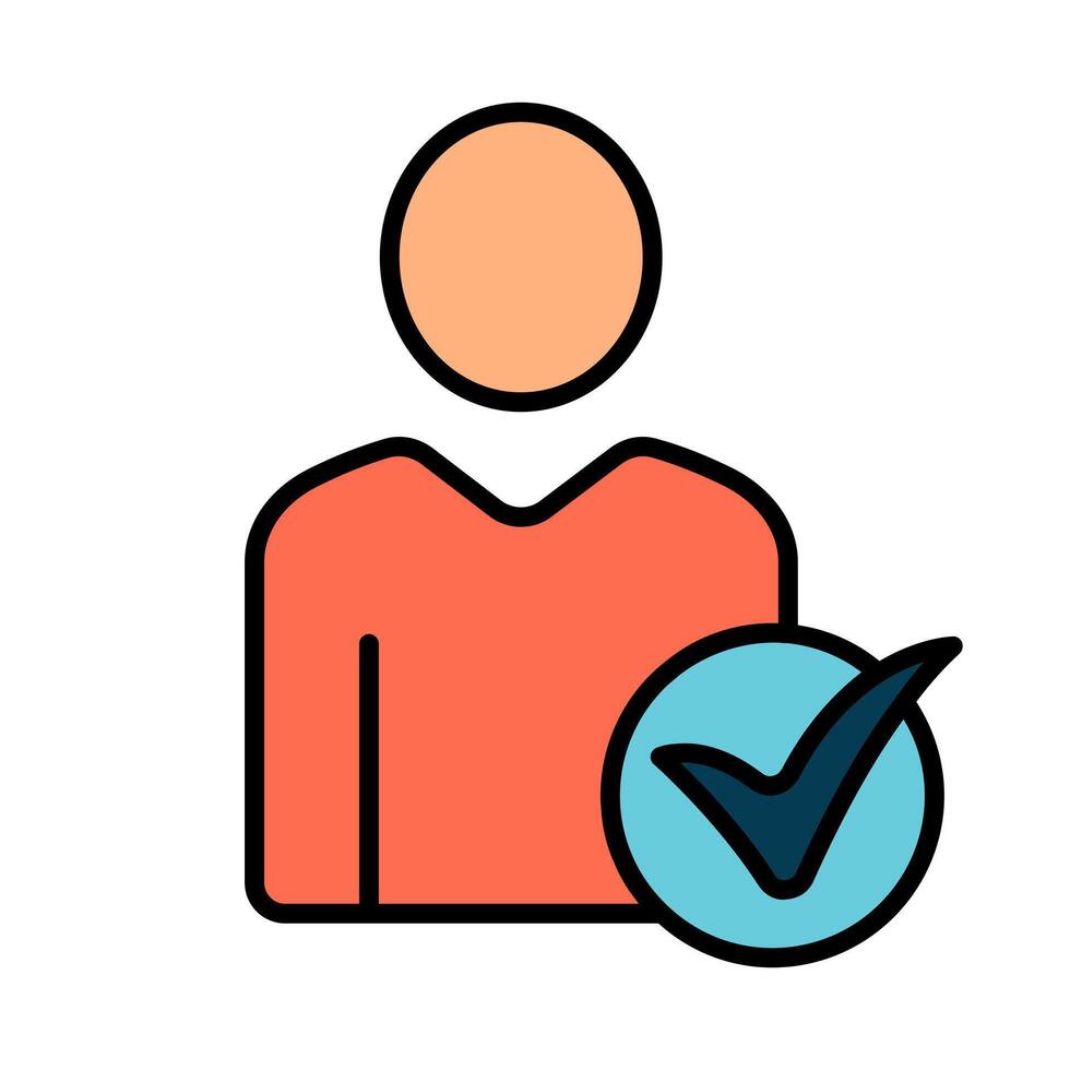 User verification line icon. Profile, checkmark, approval, authentication, identity, validation, account, membership, access, secure, accepted verified, confirmation, user, identity proof, eligibility vector