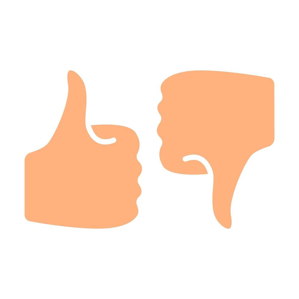 Thumbs up and thumbs down line icon. Approval, disapproval, feedback, like, dislike, rating, evaluation, choice, decision, opinion, judgment, assessment, review, agree, disagree, vote, expression vector