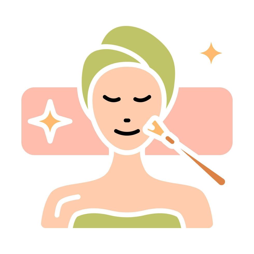 Facial treatment line icon. Skincare, beauty, spa, relaxation, rejuvenation, cleansing, facial mask, therapy, wellness, health, anti-aging, pampering, glow, hydration, facial care, self-care, salon vector