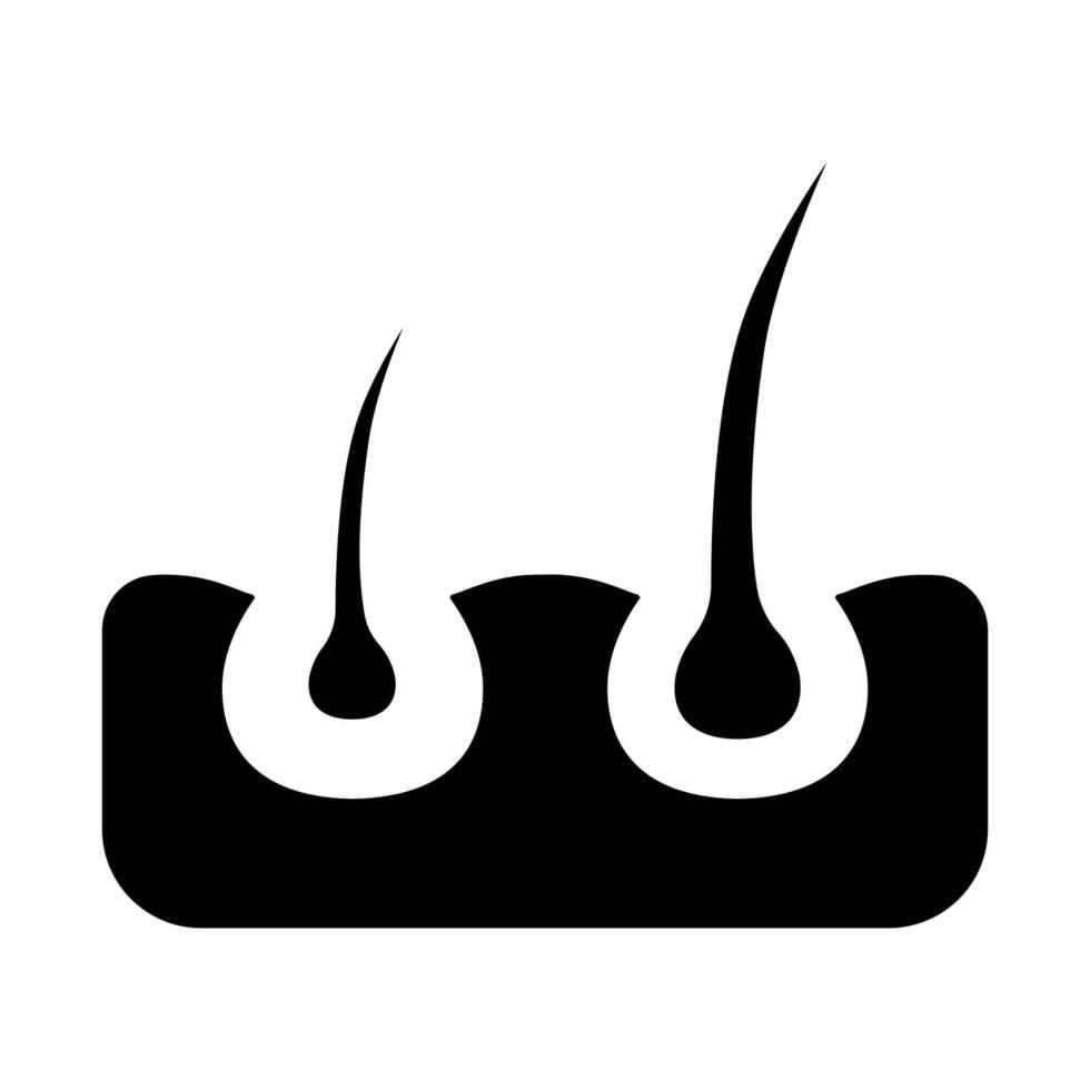 Hair line icon. Follicle, curls, hair follicle, growth, injection, treatment, loss, transplant, removal, recovery, tip section, care, skin, acne, pores. Health, beauty, therapy, medical. vector