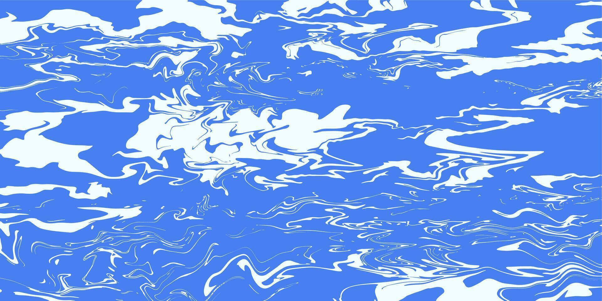 Blue background with marble texture. Water surface. Abstract painting mix stains. Liquid paint that flows. Blue and white paint streaks. Water ripple vector