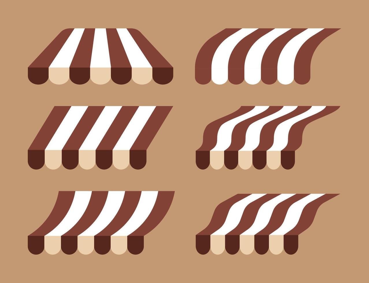 Shop umbrellas alternating brown and white vector