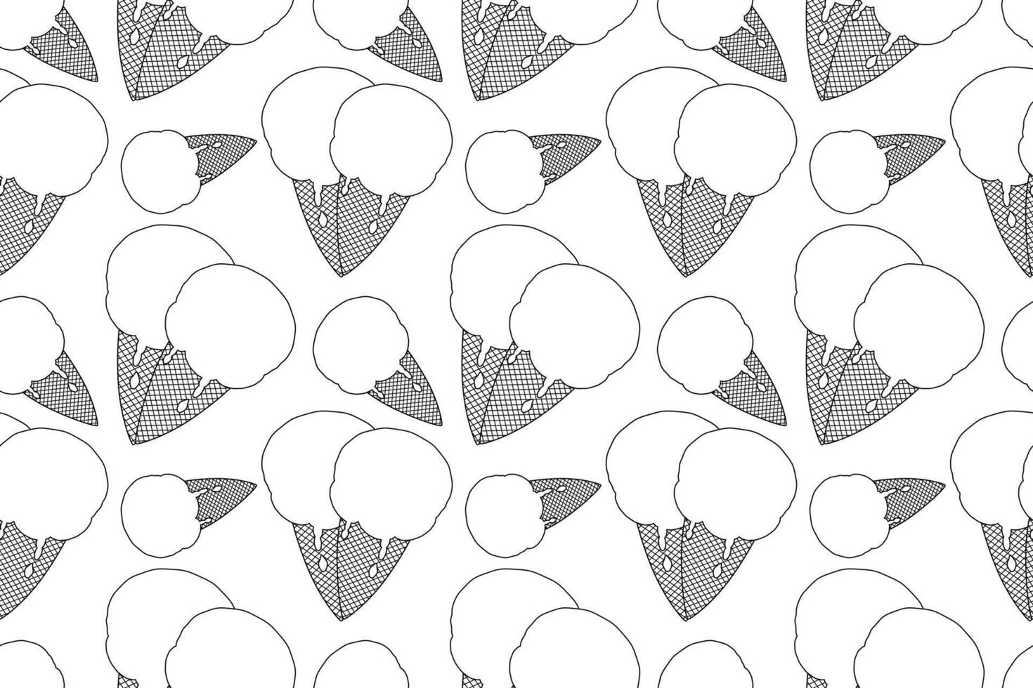 Fun and repetitive ice cream cone pattern coloring page. Perfect for kids and adults to enjoy a creative activity. vector