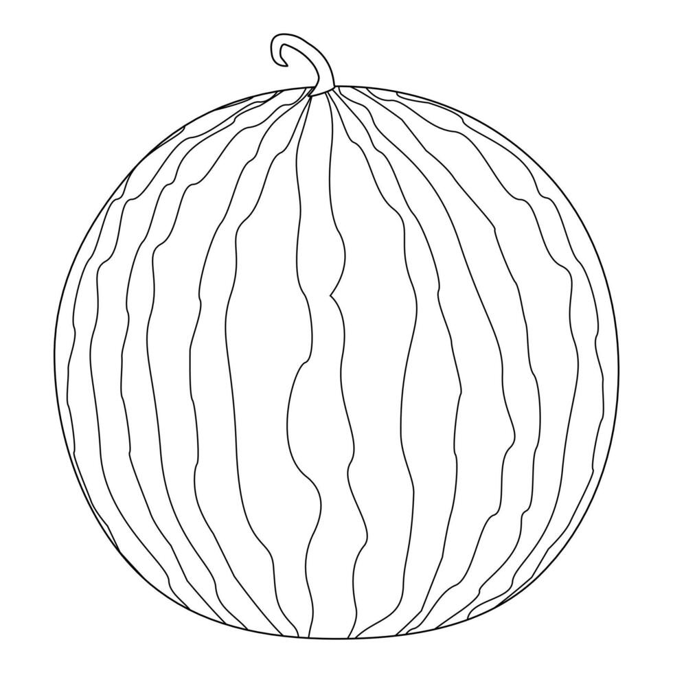 Fun and simple watermelon coloring page for kids and adults. Perfect for summer activities and creative projects. vector