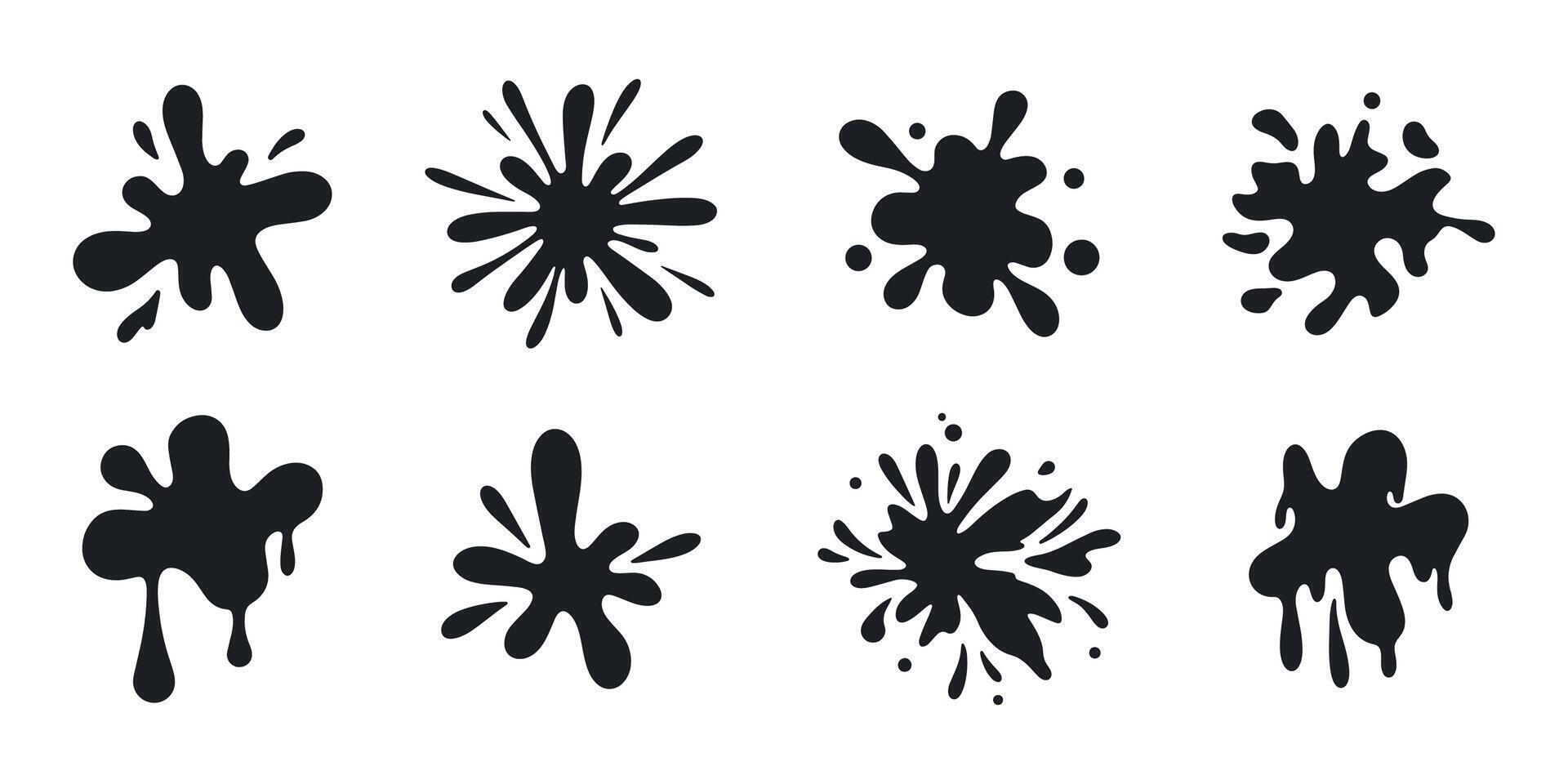 Black ink blots. Paint stain. Set of isolated ink blots. vector