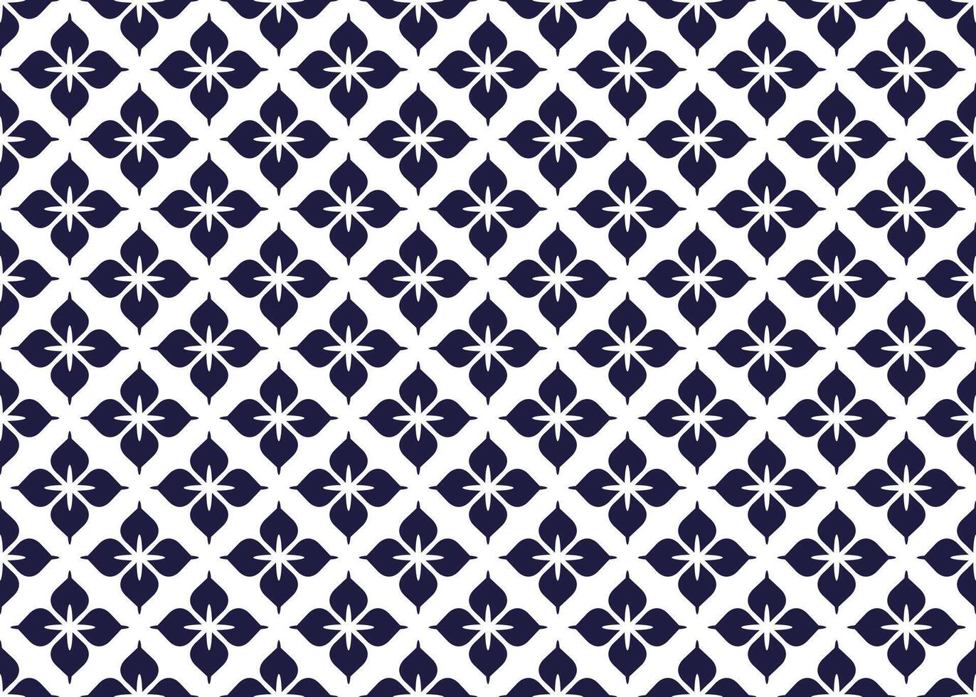 dark blue symbol floral on white background, ethnic fabric seamless pattern design for cloth, carpet, batik, wallpaper, wrapping etc. vector