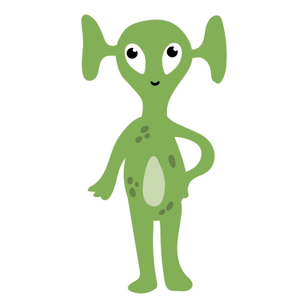 Cute hand drawn alien. White background, isolate vector