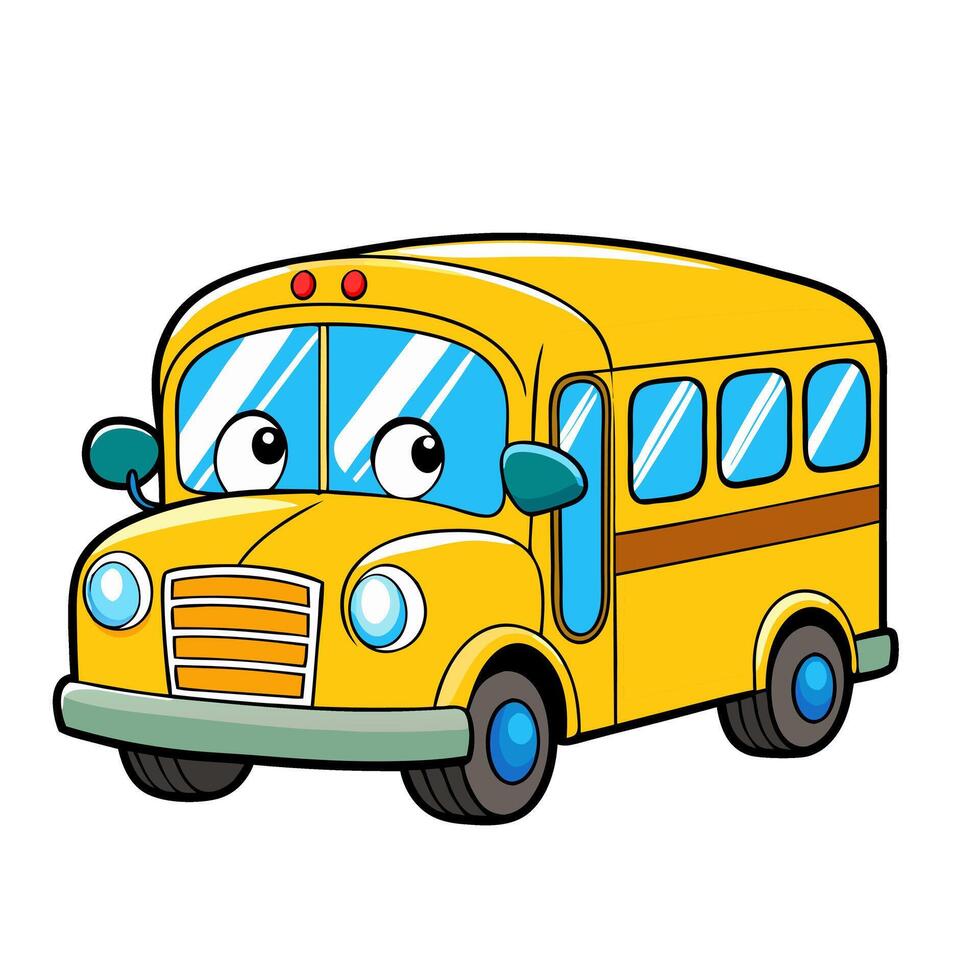 Cartoon School Bus on White Background vector