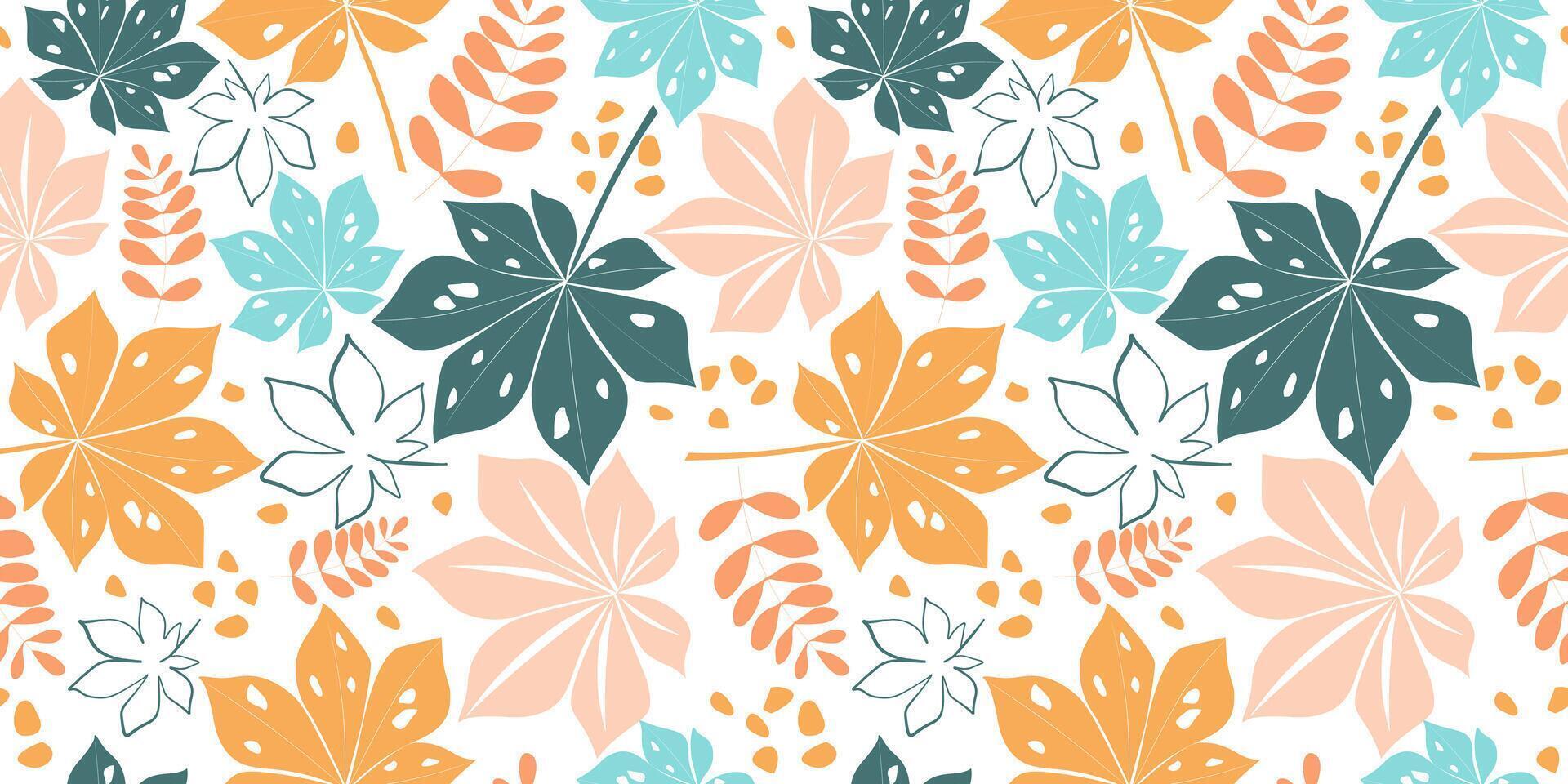 Seamless pattern with abstract silhouettes of leaves. Natural floral airy print. vector