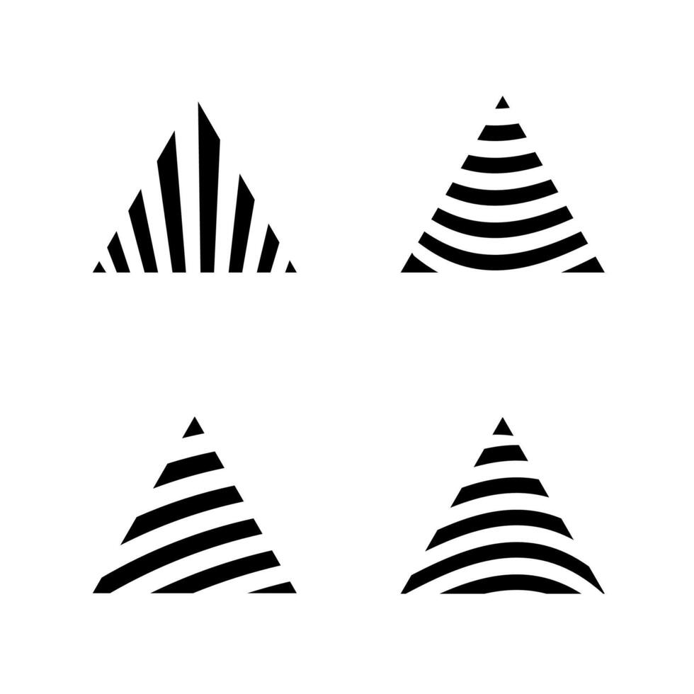 the triangle is divided into stripes. set of abstract geometric shapes vector