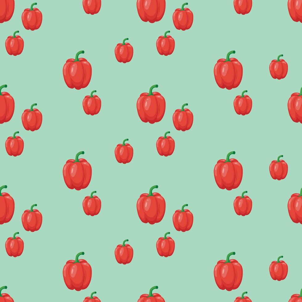 Seamless pattern with fresh red bell pepper. Can be used for tablecloths, wrapping paper, wallpaper, stationery. illustration. vector