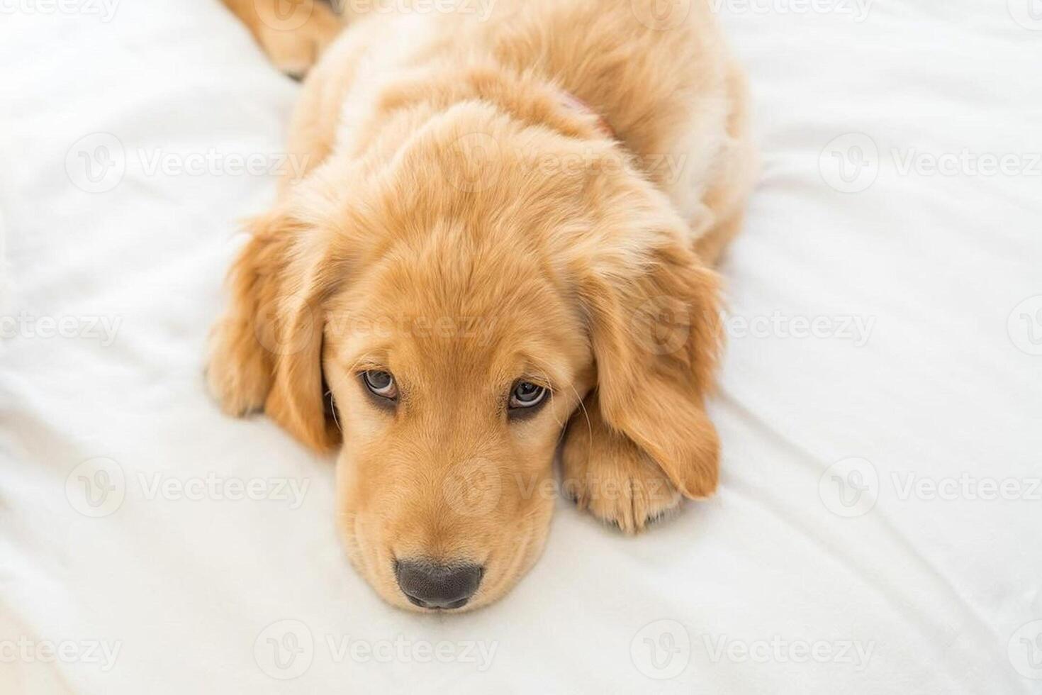 Golden Retriever dog lying, standing, sleeping with light background photo