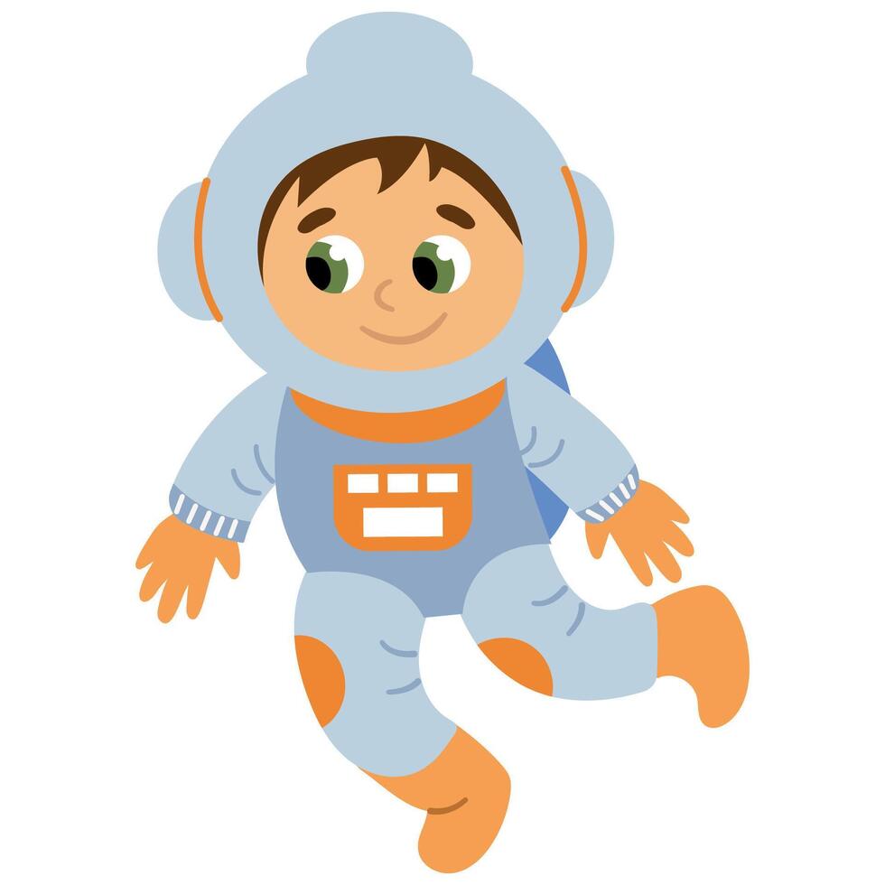 Cute hand-drawn astronaut. On a white isolated background. vector