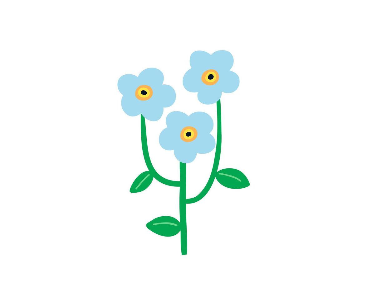Hand drawn summer flower. Garden, flower garden, plants. illustration in flat style. vector