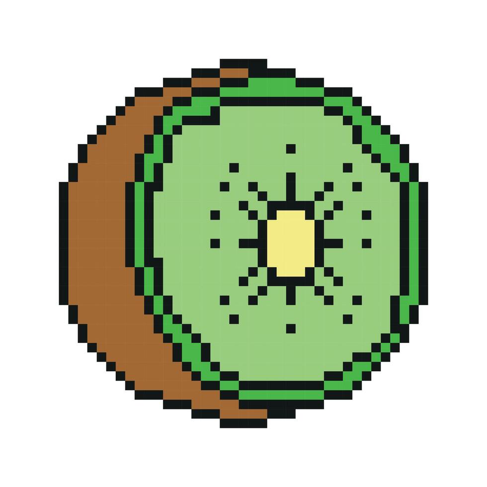 Pixel Graphic Kiwi. Illustration isolated on white background. Fruit pixelated for the pixel art game and icon for website game. vector